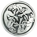 Sterling Silver 1 5/8 (42 mm) Celtic Lions Brooch Pin / Pendant