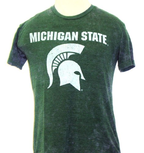 Michigan State Spartans Helmet Logo Mens Green Vintage T-shirt by Chaser
