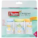 Playtex BPA Free Drop-Ins Premium Decorated Nurser 4 oz - 3 Pack (Colors Vary)