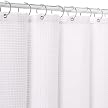 White Waffle-Weave Fabric Shower Curtain