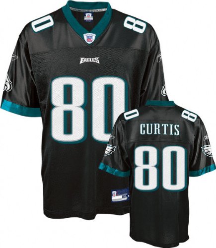 Kevin Curtis Jersey: Reebok Black Replica #80 Philadelphia Eagles Jersey - Medium