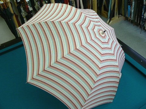 高級おしゃれ傘 USED超美品 暖色系 ドット＆ボーダー 中古