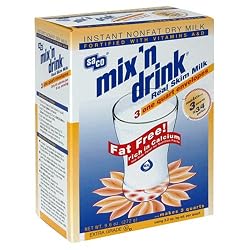 Saco Mix 'n Drink, Instant Non-Fat Dry Milk, (makes 3 quarts), 9.6 Ounce Boxes (Pack of 12)
