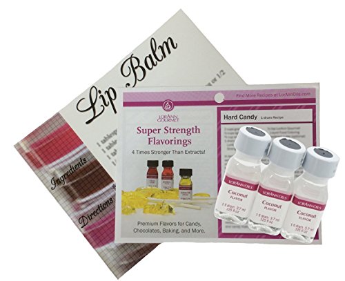 Lorann Flavoring 3 Pack -1 Fl Dram (.125 Fl Oz) + 2 Recipe Card Bundle (Coconut)