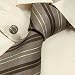 S2063 NEW Designer Hand Made Brown Neck Tie Cufflinks Stripes Ties for Men Jacquard W...