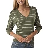 Mossimo Supply Co. Juniors Dolman 3/4 Sleeve Cropped Pullover Sweater - Forest Ranger Green/Light Heather Grey Stripe