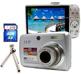 SVP Xthinn-737 Silver 7MP 3x Optical zoom 3-inch LCD Digital Camera + FREE 4GB High Speed SD Memory Card & Tripod