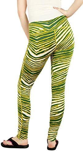 Zubaz Green Bay Football Women's Green Gold Team Color Zebra Print Legging