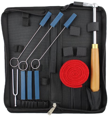 High Quality Piano Tuning / Tuner Kit - 10 tools - include 1 Lever Wrench Hammer or Key with star Head + 6 Rubber Wedge Mute + 1 Temperament Strip + 1 Tuning Fork + With Case - A Must Have piano maintenance equipment - 10 Year Warranty