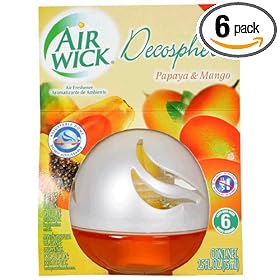 Air Wick Decosphere Air Freshener, Papaya & Mango, 2.5-Ounce Air Fresheners (Pack of 6)