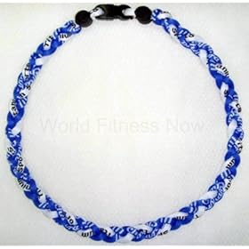  20 inch Ionic Titanium Baseball Braided Necklace Sports Softball Royal Blue & White