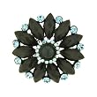 Pugster Flower Medallion Black Brooch