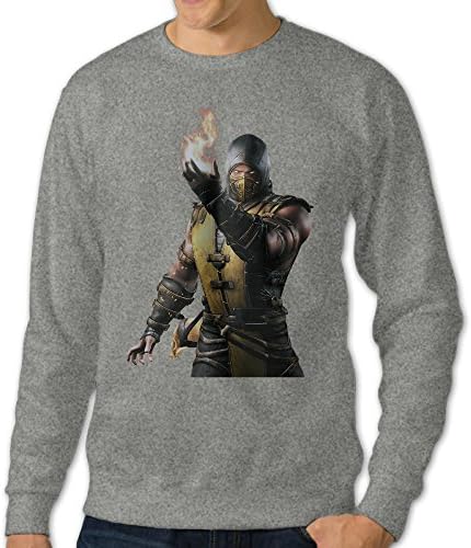 ReBorn Men's Pullover Mortal X Kombat Long Sleeve T-shirts Crewneck Sweatshirt Ash L