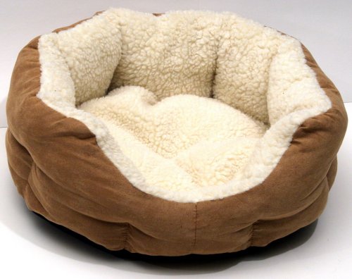 Luxury Pet Bed for Dog or Cat - Exclusive Suede/ Sheepskin Design - Medium