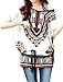 uxcell® M Beige Batwing Sleeve Detachable Belt Round Neck Women Tunic Top