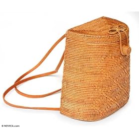 Ate and leather backpack, 'Fashion Fun' by NOVICA