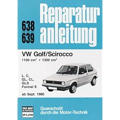 VW Golf / Scirocco - 1100 ccm und 1300 ccm ab September 1980. L, C, GL, CL, GLS, Formel E