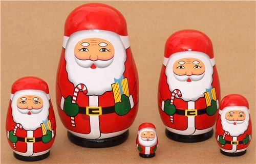 Imagen 3 de Figuritas muñeca rusa de Papa Noel de madera