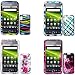 iNcido Brand Motorola Atrix 4G MB860 Combo Red Flower on White + Purple Love + Rainbow Zebra + Blue Plaid Protective Case Faceplate Cover for Motorola Atrix 4G MB860