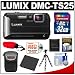 Panasonic Lumix DMC-TS25 Shock & Waterproof Digital Camera (Black) with 32GB Card + Battery + Case + Floating Strap + Flex Tripod + Accessory Kit