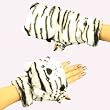 Winter Soft Fuzzy Furry Faux Fur White Tiger Flip Fingerless Mitten Gloves Glomitt