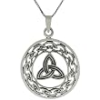 Sterling Silver Celtic Knot Circle with Triquetra Center Necklace
