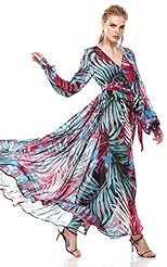 Chiffon Long Sleeves Floral Print Tropical Print Summer Party Dress 