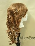 23" Long Strawberry Blonde and Pale Blonde all over layer curls / bangs synthetic wigs