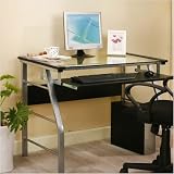 Glass Top Computer Desk in Silver
