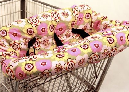 Picture of Cozy Itzy Sitzy - Shopping Cart & High Chair Covers By Itzy Ritzy (Kleo Sage & Sweet Pink) GC (Baby Shopping Cart Covers)
