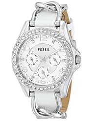 Fossil Womens ES3463 Riley Analog Display Analog Quartz White Watch
