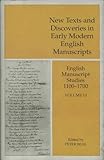 New texts and discoveries in early modern English manuscripts