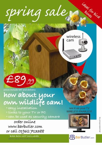 Childrens Toyshop  Outdoor Living : Bird Box / Table, Nature, Wildlife Wireless Colour Cctv With Night Vision...