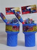 The Amazing Spider Man Cone Shape Ice Cream Cup & Rubber Bandz / Spoon Set of 2