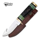 Timber Rattler Emerald Stag Gut Hook Knife w/ Leather Sheath