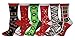 Sumona 6 Pairs Women Colorful Fancy Design Soft & Stretchy Novelty Crew Socks (Merry Christmas)