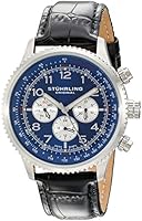 Stuhrling Original Octane Concorso Silhouette men's quartz Watch with blue Dial analogue Display and black leather Strap 858L.02
