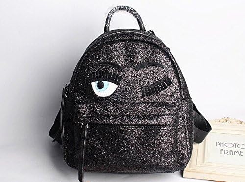 Talentote 2016 Summer New Fashion glitter Sequin Mini Backpack w Lovely Eyes Embroidery ttc-sfbp-651412 (black)