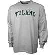 Tulane Green Wave Ash Vertical Arch Long Sleeve T-shirt