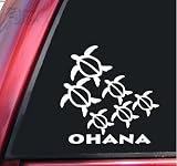 Ohana Honu Hawaiian Sea Turtle Family With 4 Babies White Vinyl Decal Sticker