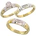 10k Gold 3-Piece Trio His (5.5mm) & Hers (4mm) Diamond Wedding Band Set