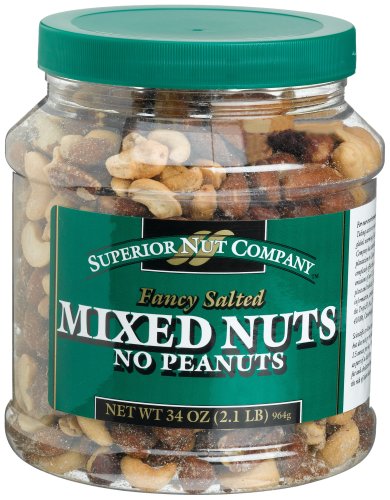 Superior Nut Fancy Salted Mixed Nuts, No Peanuts, 34-Ounce Jars (Pack of 2)
