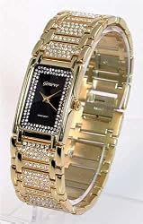 GENEVE Men's Gold-Tone Swiss-Quartz Watch with Austrian Crystals. Model GEN-1002