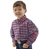 Wrangler® Boys PBR Plaid Logo Embroidery by Wrangler