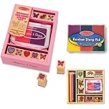 Melissa & Doug Friendship Stamp Set, Rainbow 6 Color Stamp Pad, and Butterfly And Hearts Stamp Set Bundle