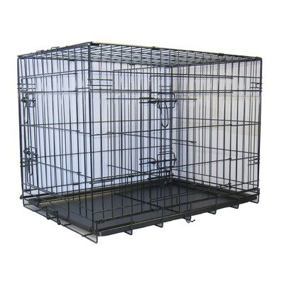 Two Door Folding Metal Cage with Divider - 48-Inches 