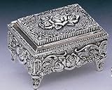 FOOTED ROSE BOX - SILVER PLATED FOOTED ROSE BOX