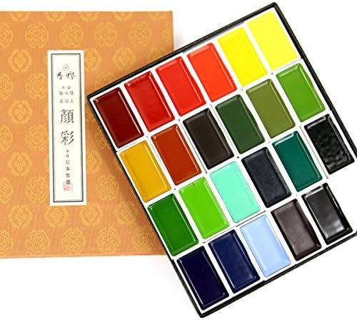 XIANGYING Gansai Tambi 24 Color Set,Japanese Traditional Solid Water Colours (24)