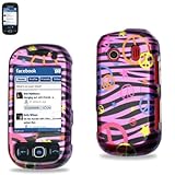 Samsung Seek M350 Design Cover Peace Signs on Purple Zebra Stripes