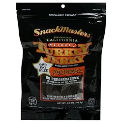 SnackMasters California Style Turkey Jerky, Original, 3.5-Ounce Packages (Pack of 8)